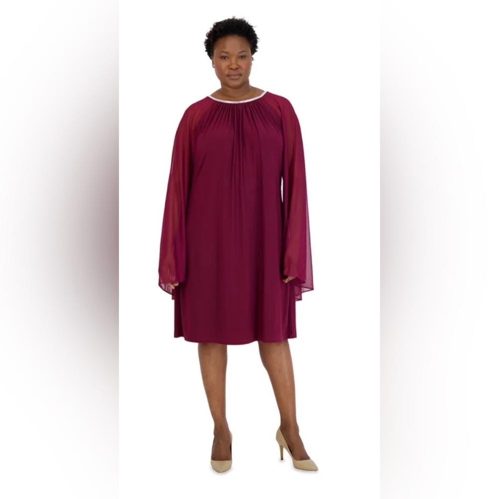 NWT R & M Richards Size 22W Rhinestone-Neck Sheath Dress Dress